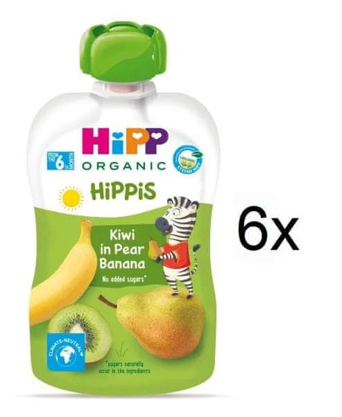 Levně HiPP BIO 100% ovoce Hruška-Banán-Kiwi 6 x 100 g