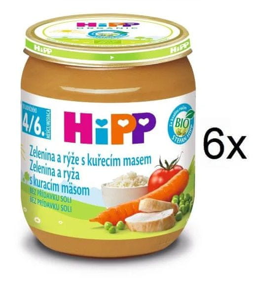 Levně HiPP BIO Zelenina a rýže s kuřecím masem - 6x125g