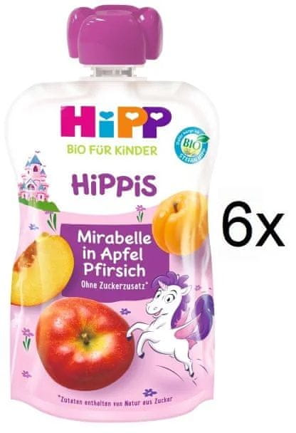 Levně HiPP BIO Hippis Jablko-Broskev-Mirabelka 6 x 100g