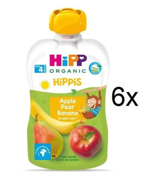 Levně HiPP BIO 100% ovoce Jablko-Hruška-Banán 6 x 100 g