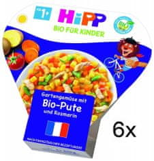 HiPP BIO Zelenina ze zahrádky s krůtím masem a rozmarýnem od 1 roku, 6 x 250 g