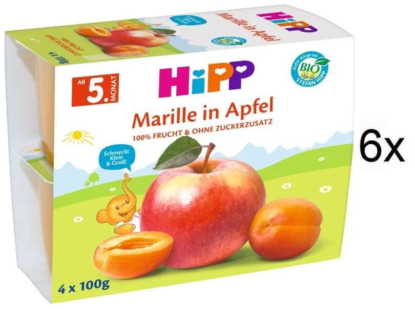 Levně HiPP BIO Jablka s meruňkami od uk. 4.-6. měsíce, 6 x (4 x 100 g)