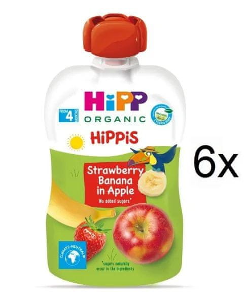 HiPP BIO 100% ovoce Jablko-Banán-Jahoda 6 x 100 g