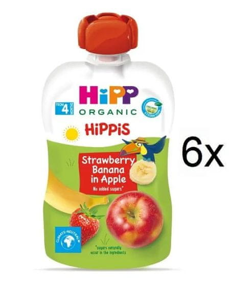 HiPP BIO 100% ovoce Jablko-Banán-Jahoda 6 x 100 g
