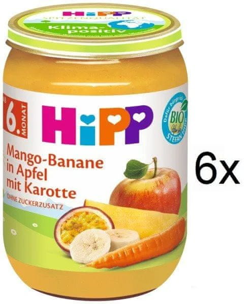 Levně HiPP BIO Jablko s banánem, mangem a mrkví od 6. měsíce, 6 x 190 g