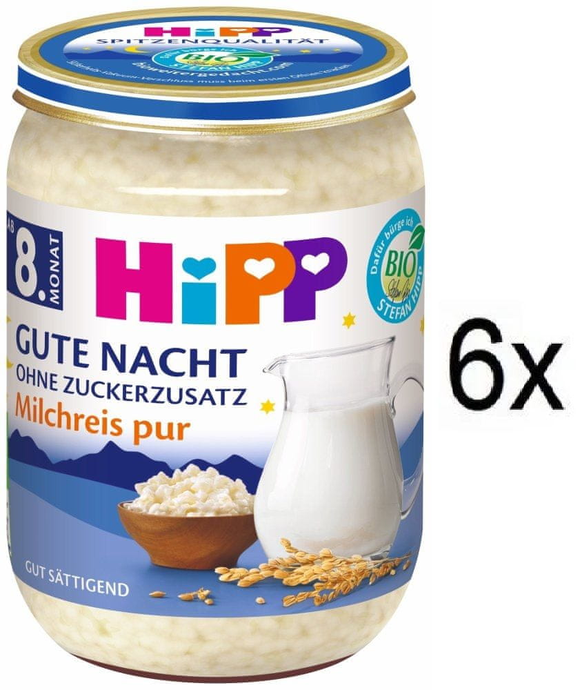 Levně HiPP BIO Kaše na dobrou noc rýžová 6 x 190 g, od 8. měsíce