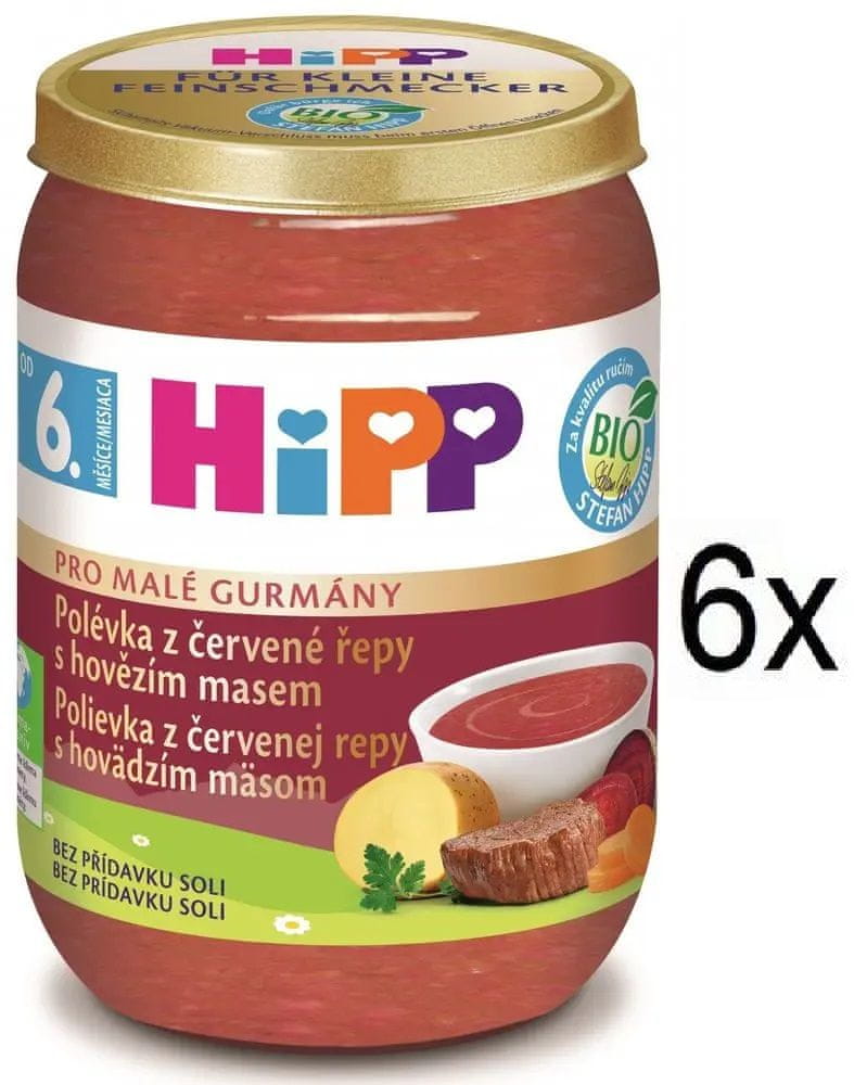 Levně HiPP Malý Gurmán BIO Polévka z červené řepy s hovězím masem od 6. měsíce, 6 x 190 g