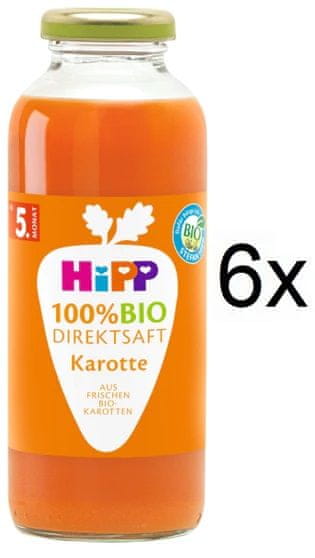 Levně HiPP 100 % BIO JUICE Karotková šťáva, 6 x 330 ml, od uk. 4.měsíce