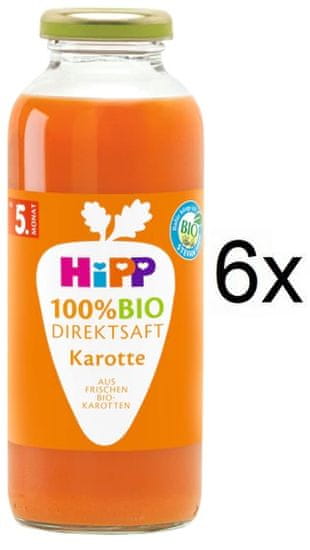 HiPP 100 % BIO JUICE Karotková šťáva, 6 x 330 ml, od uk. 4.měsíce