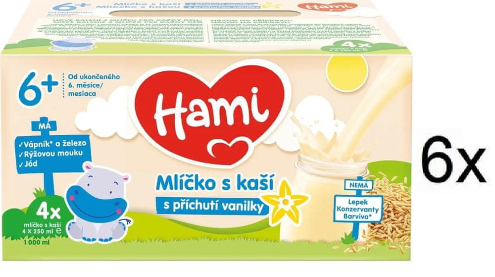Levně Hami mlíčko s kaší s příchutí vanilky 3x (4x250ml)