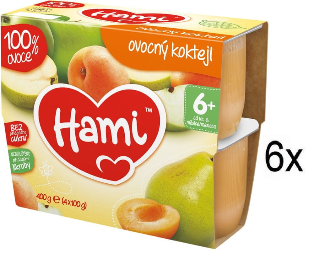 Levně Hami 100% ovoce Ovocný koktejl - 6 x (4x100g)