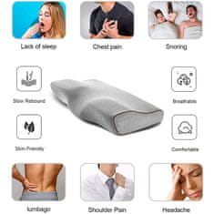 Netscroll Ergonomický anatomický polštář z paměťové pěny, 20% více pěny, 50*30 cm, snímatelný hypoalergenní pratelný potah, výborná podpora krku, ramen a zad, kvalitní a hluboký spánek, MemoryPillow