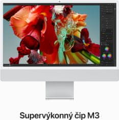 Apple iMac 24" 4,5K Retina /M3 8-core/8GB/256GB SSD/8-core GPU, stříbrná (MQR93CZ/A)