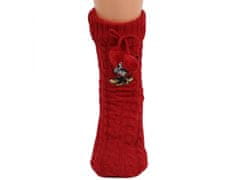 sarcia.eu Mickey a Minnie Mouse Disney Červené teplé ponožky s bambulí, protiskluzové, OEKO-TEX 35-38 EU 