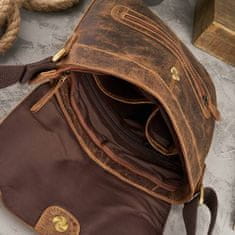 PAOLO PERUZZI Dámská kabelka přes rameno z přírodní kůže hnědá Letter Bag