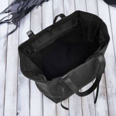 PAOLO PERUZZI Dámská kabelka přes rameno Black Shopper Handbag Leather