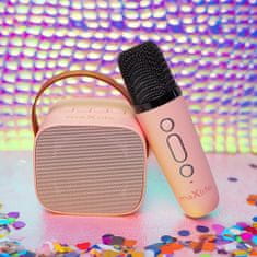 maXlife MXKS-100 Bluetooth Karaoke mikrofon + reproduktor, růžový