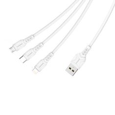 OEM Datový kabel 3v1 (USB typu C + iPhone Lightning + Micro USB) 1m Denmen D05E bílý