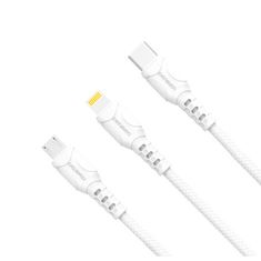 OEM Datový kabel 3v1 (USB typu C + iPhone Lightning + Micro USB) 1m Denmen D05E bílý