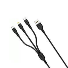 OEM Datový kabel 3v1 (USB typu C + iPhone Lightning + Micro USB) 1m Denmen D05E černý