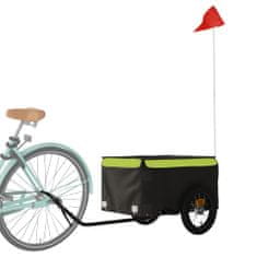 Greatstore Přívěsný vozík za kolo černý a zelený 30 kg železo
