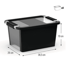 KETER Úložný box z recyklovaného plastu s víkem Bi-Box S 11 l, 19x36,5x26 cm, 4 ks