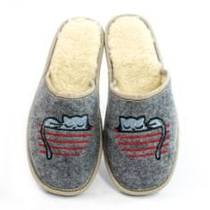 NOWO Dámské šedé zateplené pantofle sleeping kitty wool r. 38