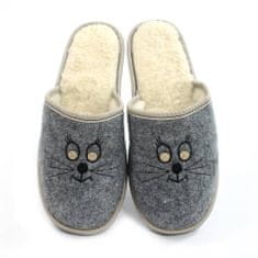NOWO Dámské zateplené domácí pantofle na zimu šedé s koťátkem r. 40