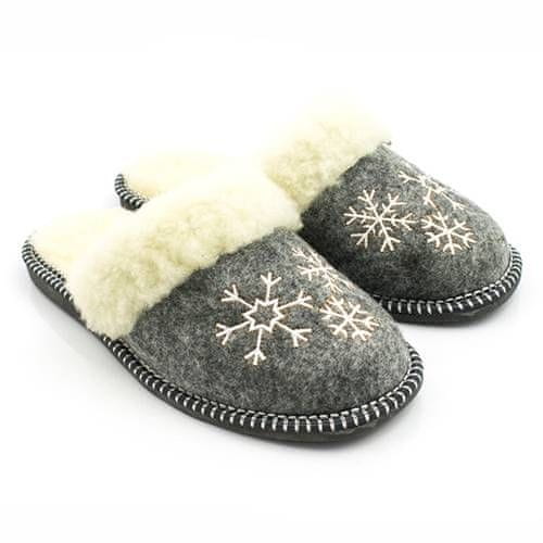 NOWO Dámské oteplovací pantofle na zimu Šedé pantofle se sněhovou vločkou