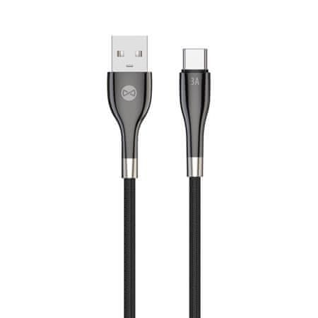 Levně Forever Datový kabel Sleek USB na USB-C 1m 3A černý DATUSBC3ASLFOBK