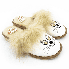 NOWO Dámské bílé kočičí pantofle s kožešinou nově r. 40