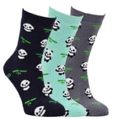 VIO Dětské bambusové barevné froté ponožky Panda 8500923 3pack, modrá/zelená, 23-26