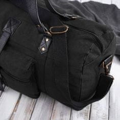 PAOLO PERUZZI Pánská víkendová cestovní taška Black Capacious Cotton Canvas