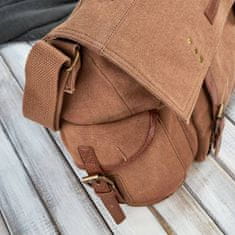 PAOLO PERUZZI Pánská taška přes rameno pro práci bavlněné plátno hnědá