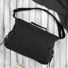 PAOLO PERUZZI Pánská černá bavlněná plátěná pracovní taška přes rameno