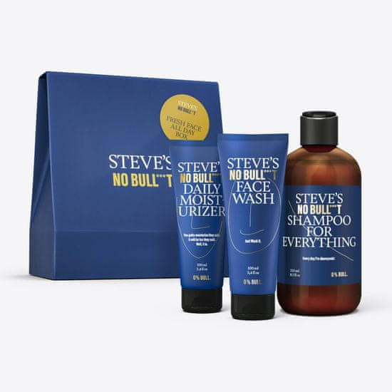 Steve´s no bullshit Stevova obličejová sada (Face Wash, Shampoo, Daily Moist.)