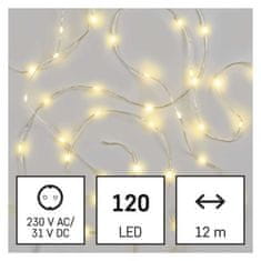 Emos LED vánoční řetěz Dropi s časovačem 12 m teplá bílá