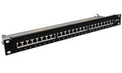 XtendLan Patch panel 19", 24 portů CAT6A stíněný - černý