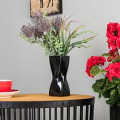 botle Keramická váza na květiny Černý lesk V 19 cm Dekorativní stolní váza Twist Flowers Dekorace Orchidej Modern Glamour