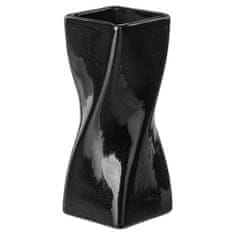 botle Keramická váza na květiny Černý lesk V 19 cm Dekorativní stolní váza Twist Flowers Dekorace Orchidej Modern Glamour