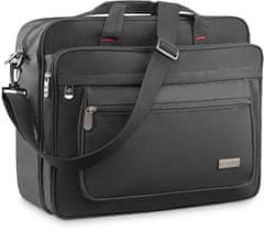 Pánská taška přes rameno do práce, prostorná černá městská taška s prostorem pro 15,6" notebook, nastavitelný ramenní popruh, polstrované dno, 35x40x20 / ZG808