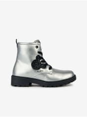 Geox Holčičí kotníkové boty ve stříbrné barvě Geox Casey 28