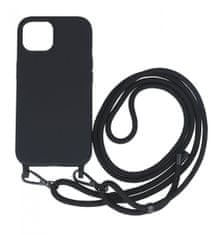 TopQ Kryt Simple iPhone 13 černý se šňůrkou 111379