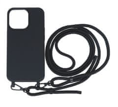 TopQ Kryt Simple iPhone 15 Pro černý se šňůrkou 111318