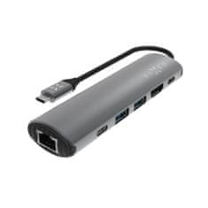 FIXED 6-portový hliníkový USB-C FIXED HUB Pro, pro notebooky a tablety, šedý