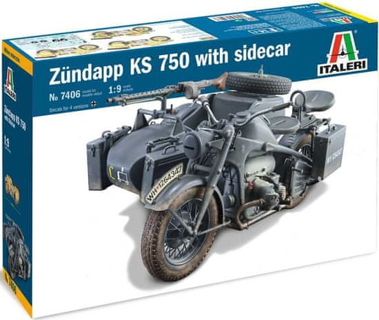 Italeri Zündapp KS750 s postranním vozíkem, Model Kit 7406, 1/9