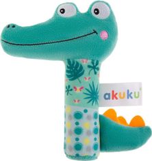 AKUKU Dětská pískací plyšová hračka s chrastítkem Akuku Krokodýl
