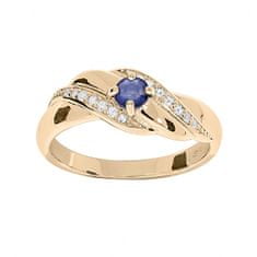 Troli Elegantní pozlacený prsten s modrými zirkony PO/SR08997B (Obvod 60 mm)