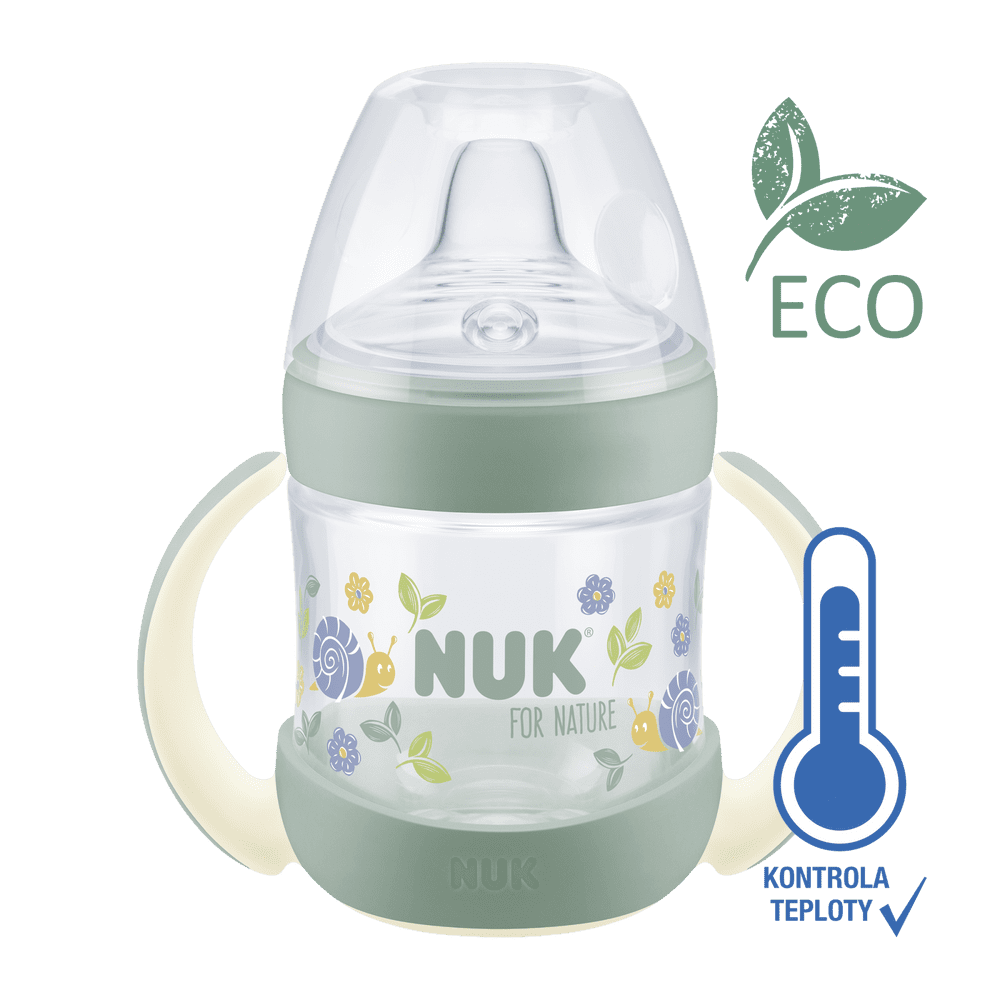 Levně Nuk for Nature lahvička na učení s kontrolou teploty zelená