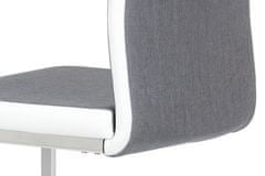 Autronic Moderní jídelní židle Jídelní židle chrom / šedá látka + bílá koženka (DCL-410 GREY2)